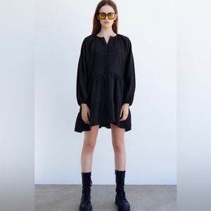 Zara Black Short Tiered Dress | sz Small